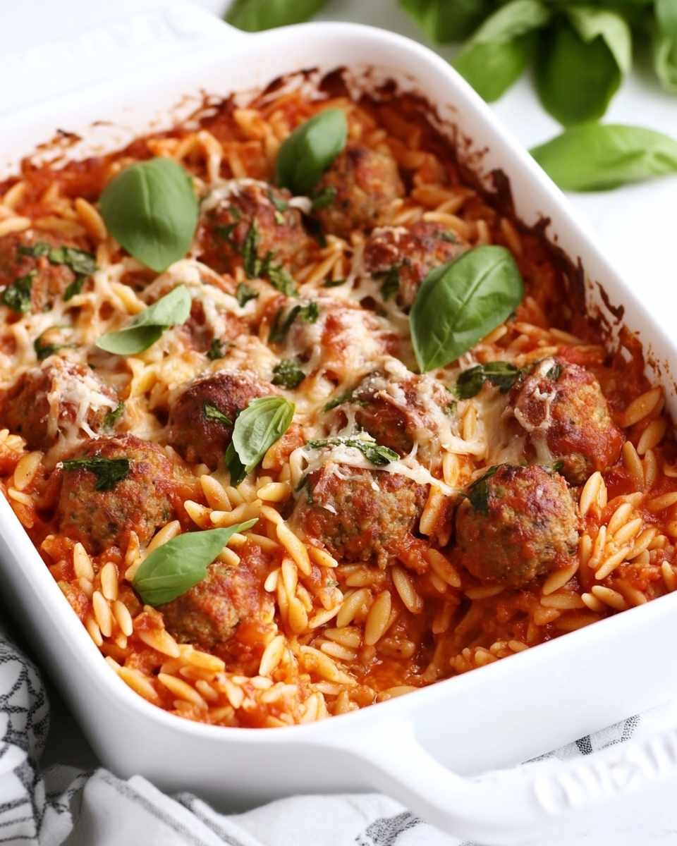 Meatball Orzo Bake