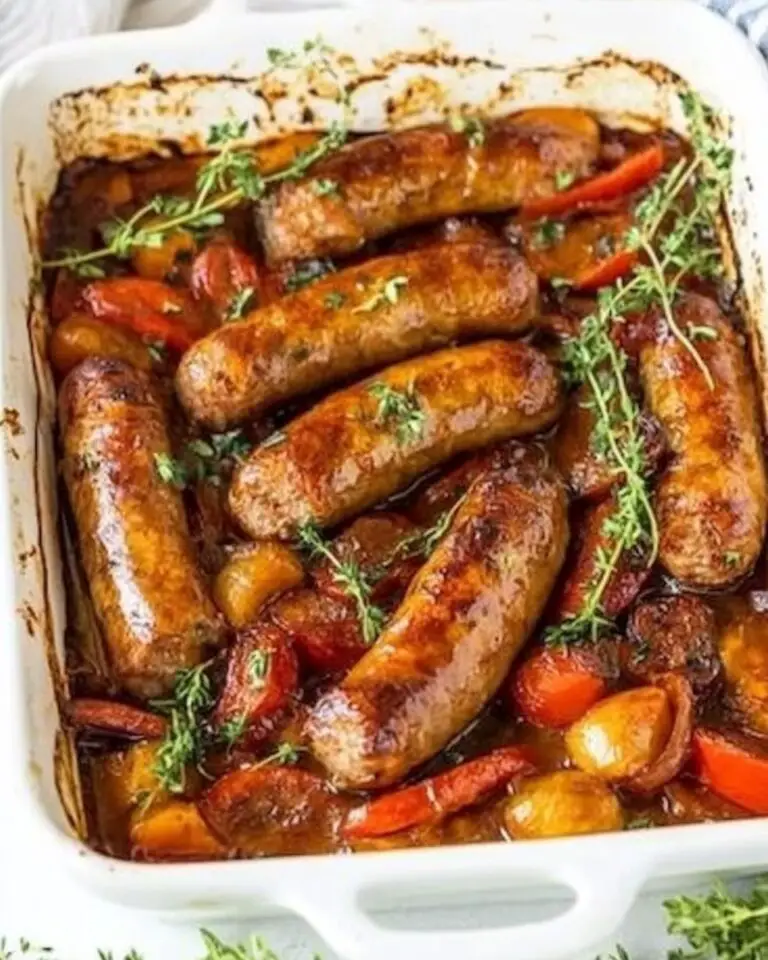 Sticky Sausage Tray Bake