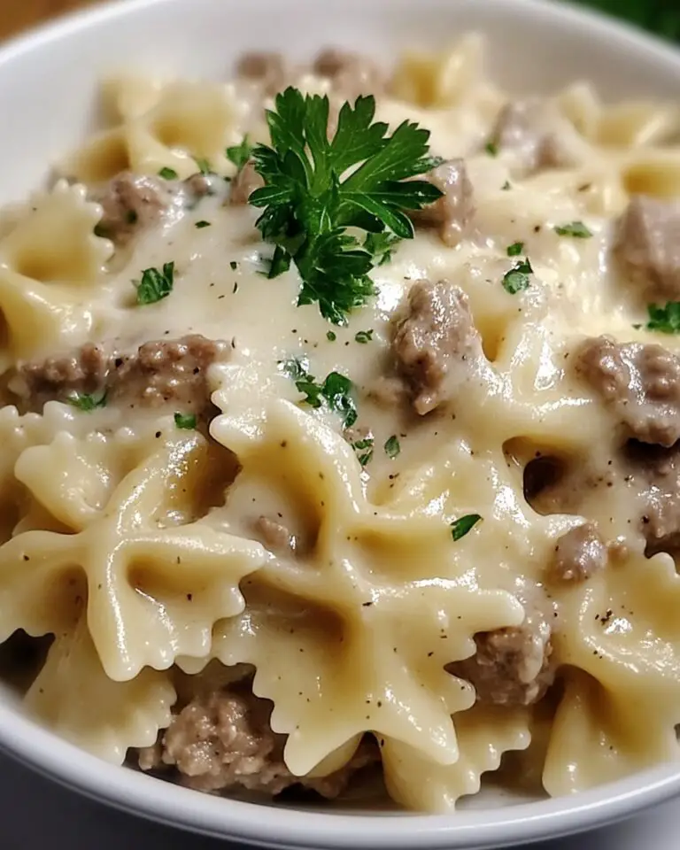 Creamy Parmesan Garlic Beef Bowtie Pasta