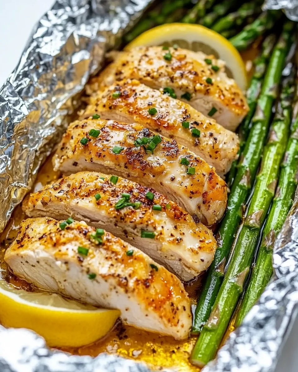 Baked Chicken Foil Packets with Asparagus and Lemon Garlic Butter - additional image
