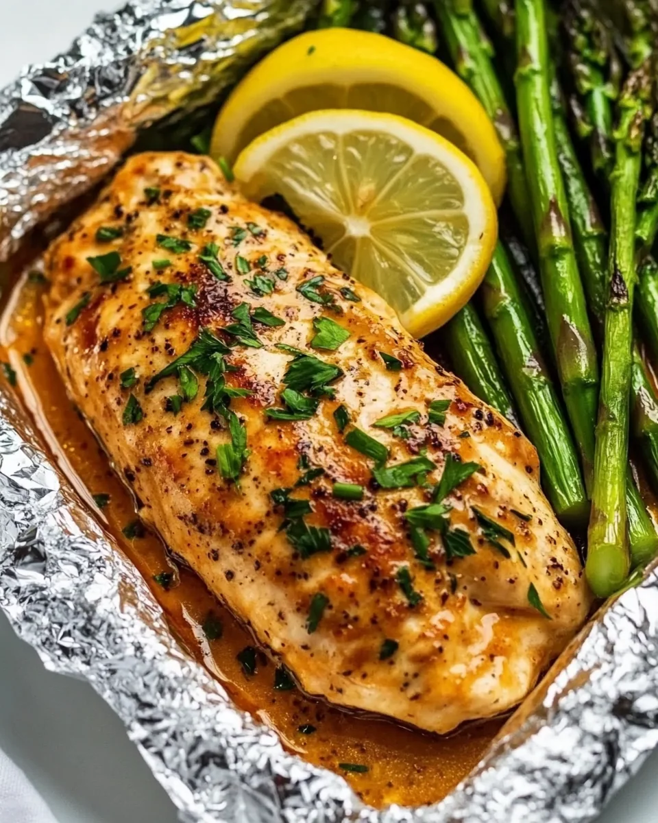 Baked Chicken Foil Packets with Asparagus and Lemon Garlic Butter - additional image