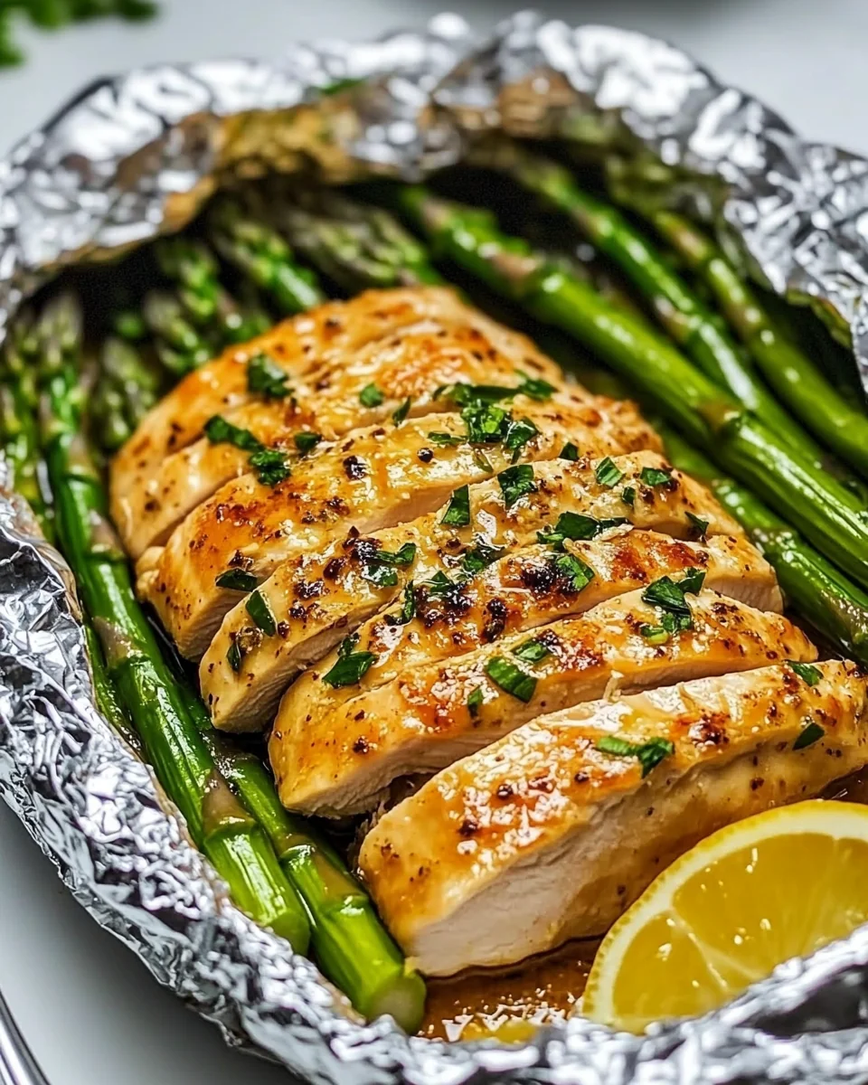 Baked Chicken Foil Packets with Asparagus and Lemon Garlic Butter - additional image