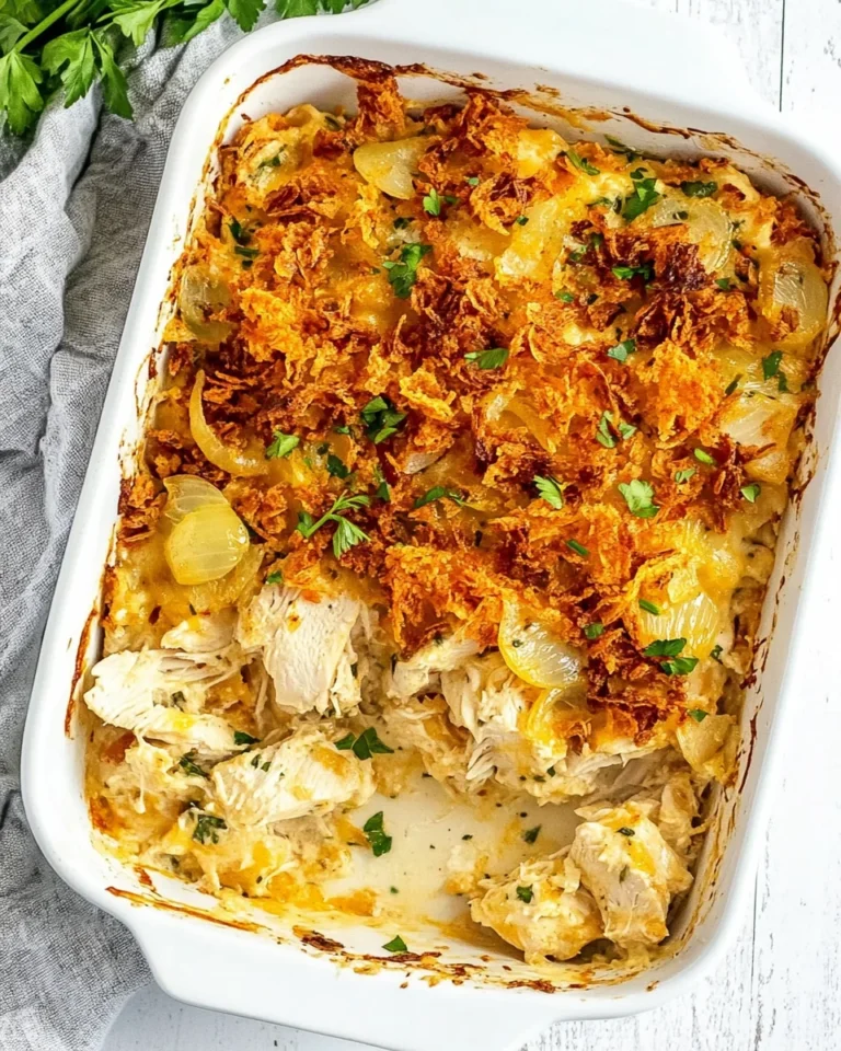 Crispy Onion Topped Baked Ranch Chicken Casserole