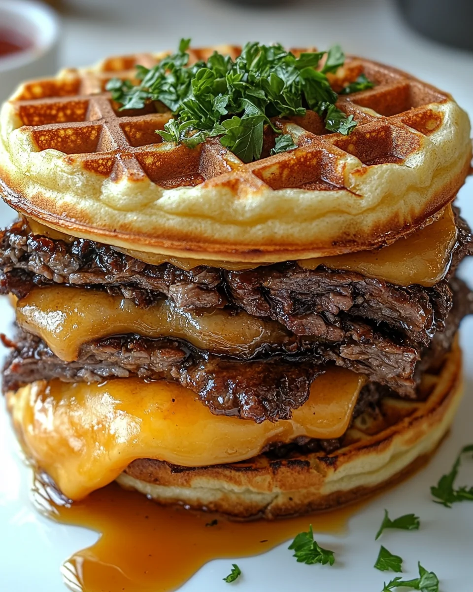 Flavor-Packed Bourbon Maple Brisket Waffle Sandwich