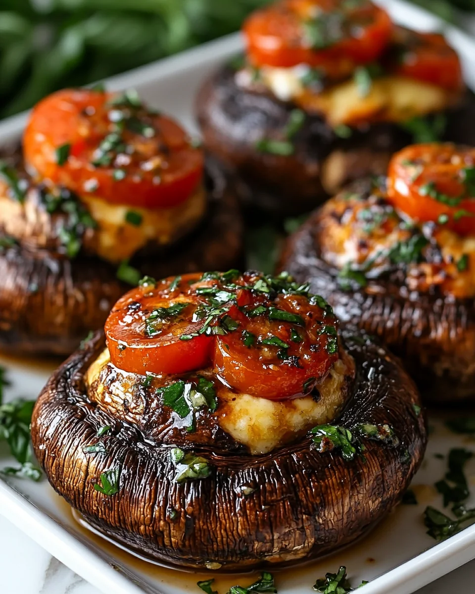 Creamy Caprese Stuffed Portobellos One-Pot Dinner