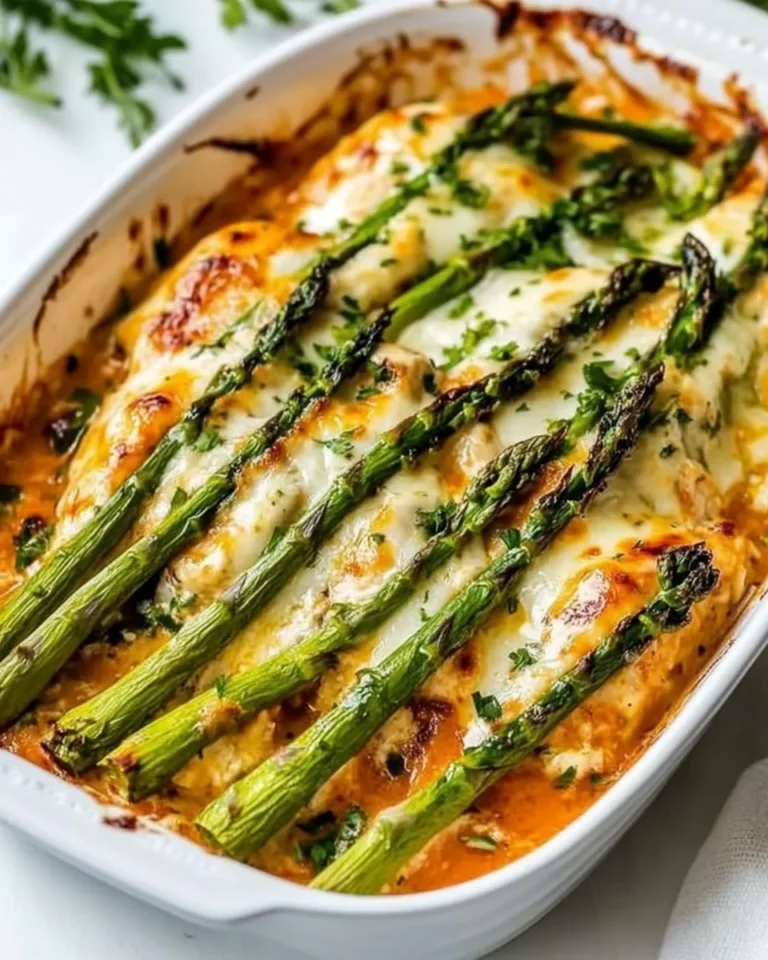 Creamy Chicken Casserole with Asparagus and Mozzarella