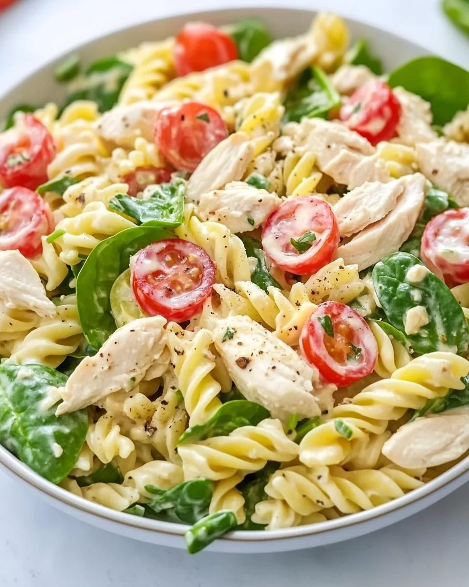 Simple Chicken Spinach Pasta Salad - additional image