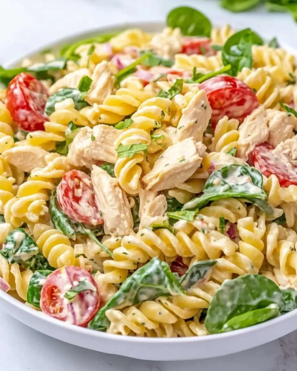 Simple Chicken Spinach Pasta Salad - additional image