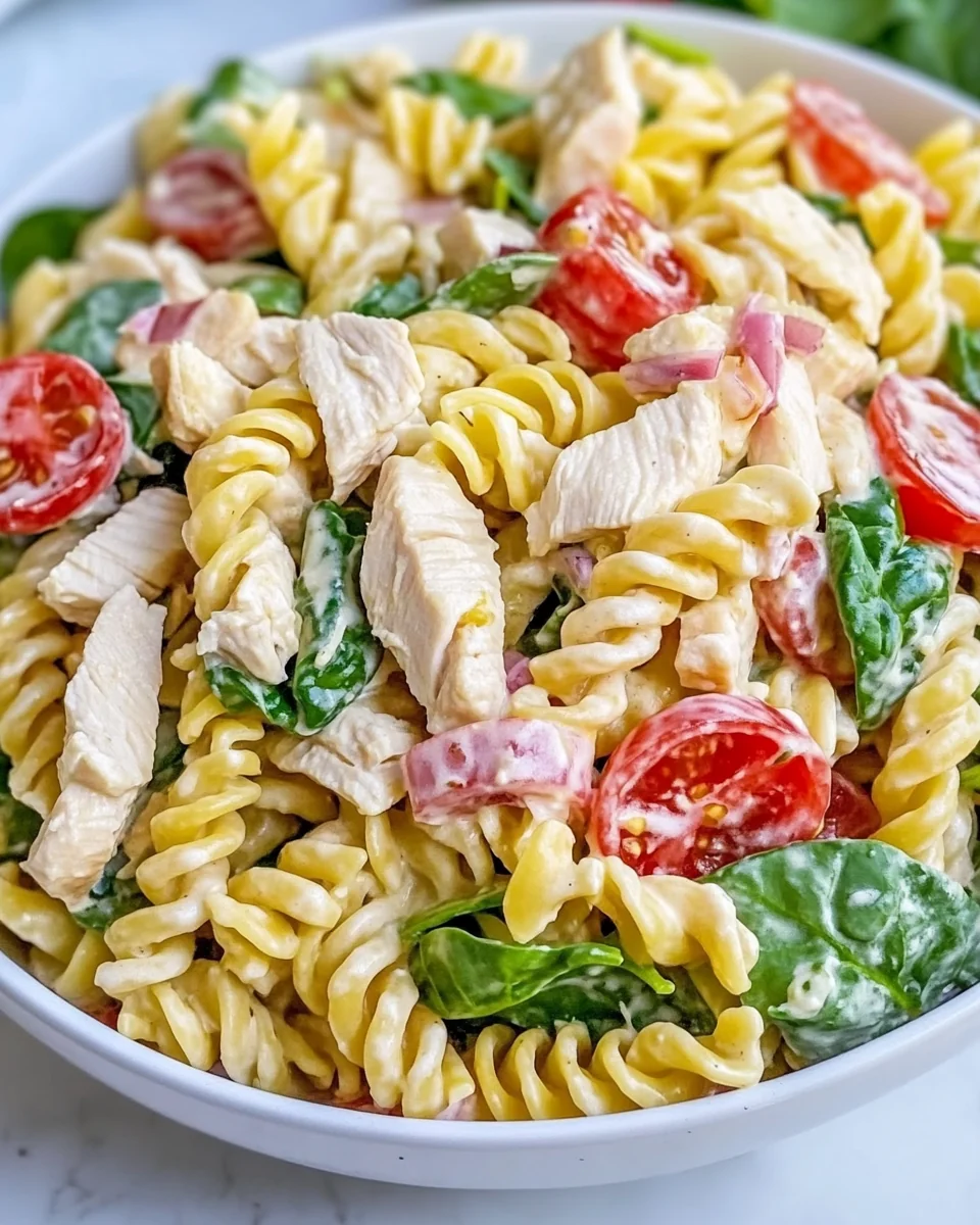 Simple Chicken Spinach Pasta Salad - additional image