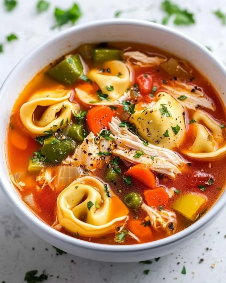 Hearty Chicken Tortellini Soup with Fresh Vegetables
