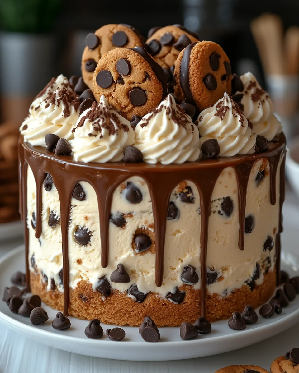 No-Bake Chocolate Chip Cookie Dough Ice Cream Cake
