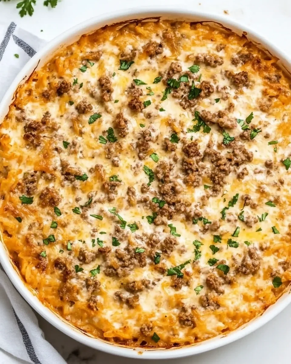 Creamy Ground Beef Cauliflower Rice Casserole Recipe