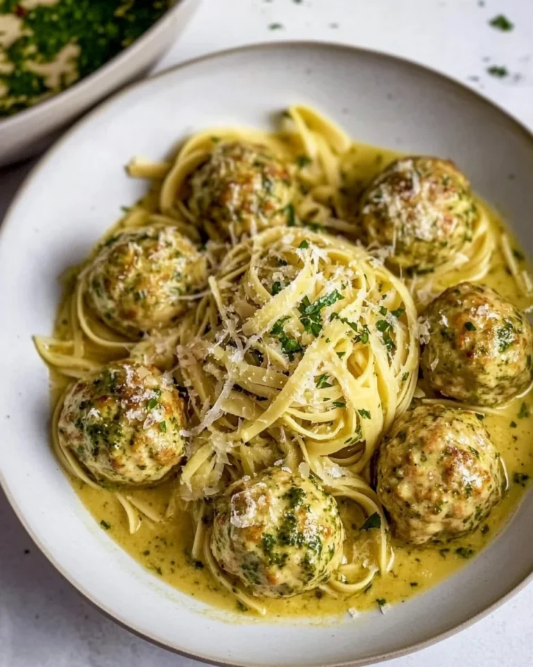 Creamy Homemade Pesto Chicken Meatballs