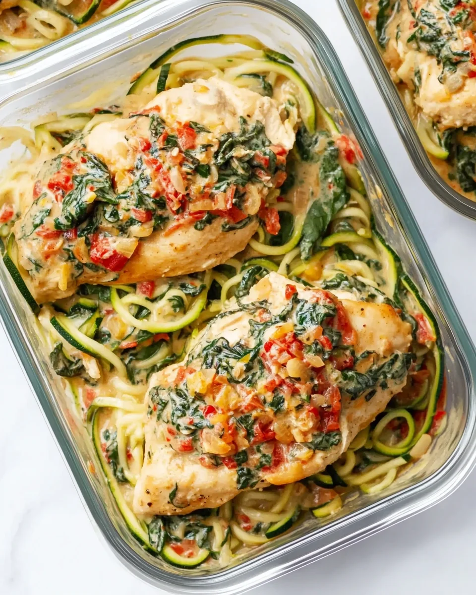 Creamy Spinach Chicken Meal Prep with Fresh Zucchini Noodles - additional image