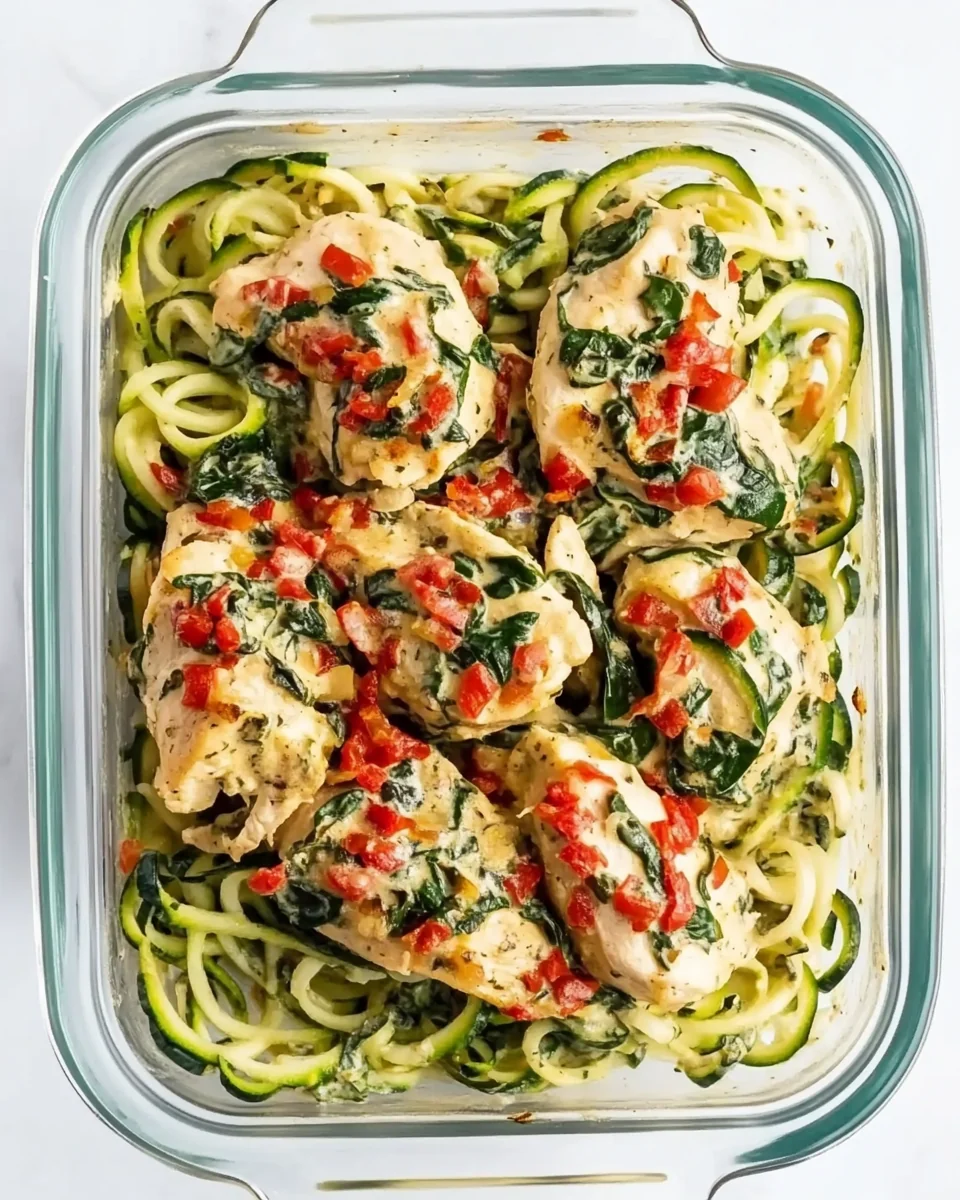 Creamy Spinach Chicken Meal Prep with Fresh Zucchini Noodles - additional image