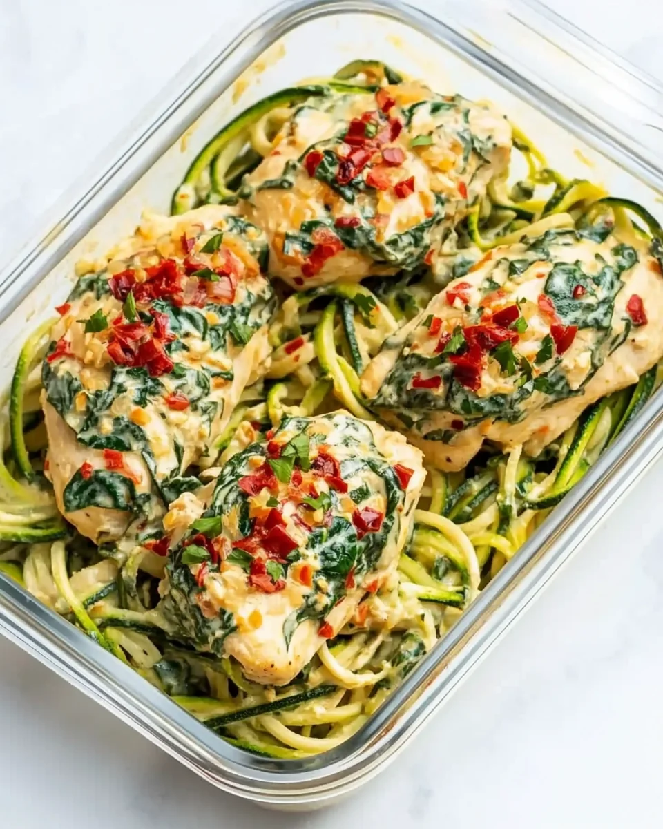 Creamy Spinach Chicken Meal Prep with Fresh Zucchini Noodles - additional image