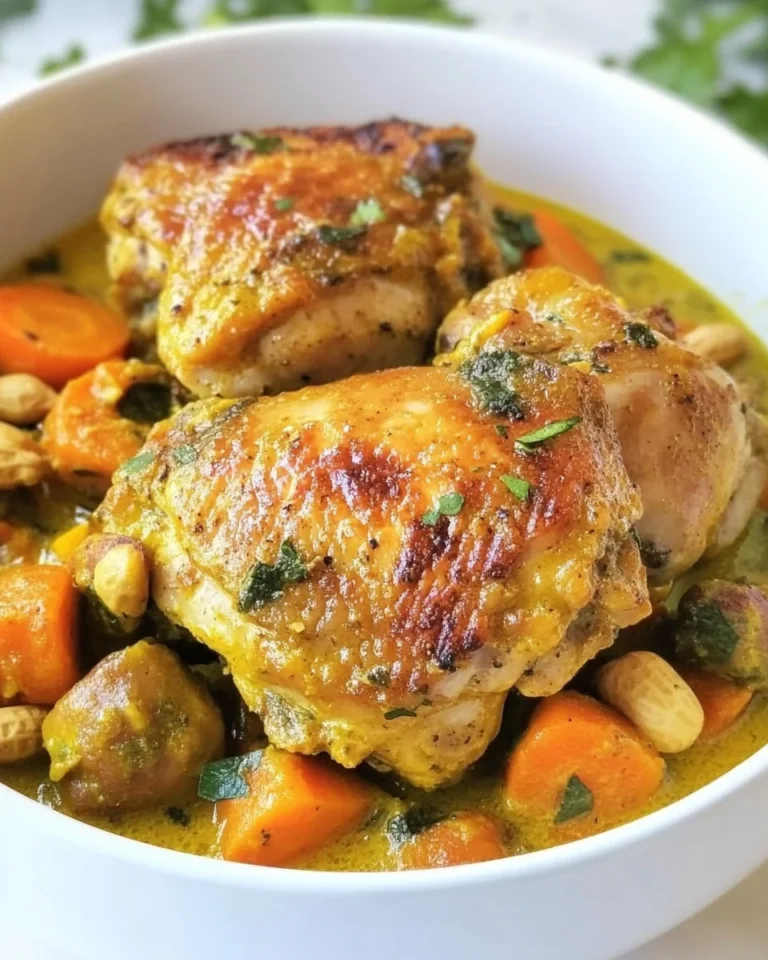 Savory Curried Chicken Thighs with Fresh Carrot Peanut Sauce