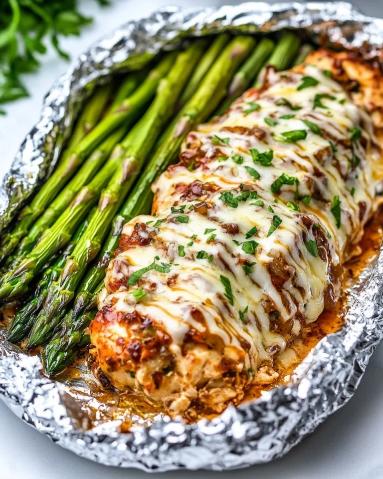 Cheesy Asparagus and French Onion Chicken Foil Packets