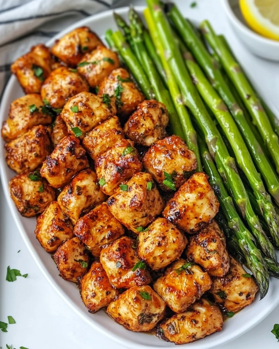 Garlic Butter Chicken Bites With Fresh Asparagus - additional image