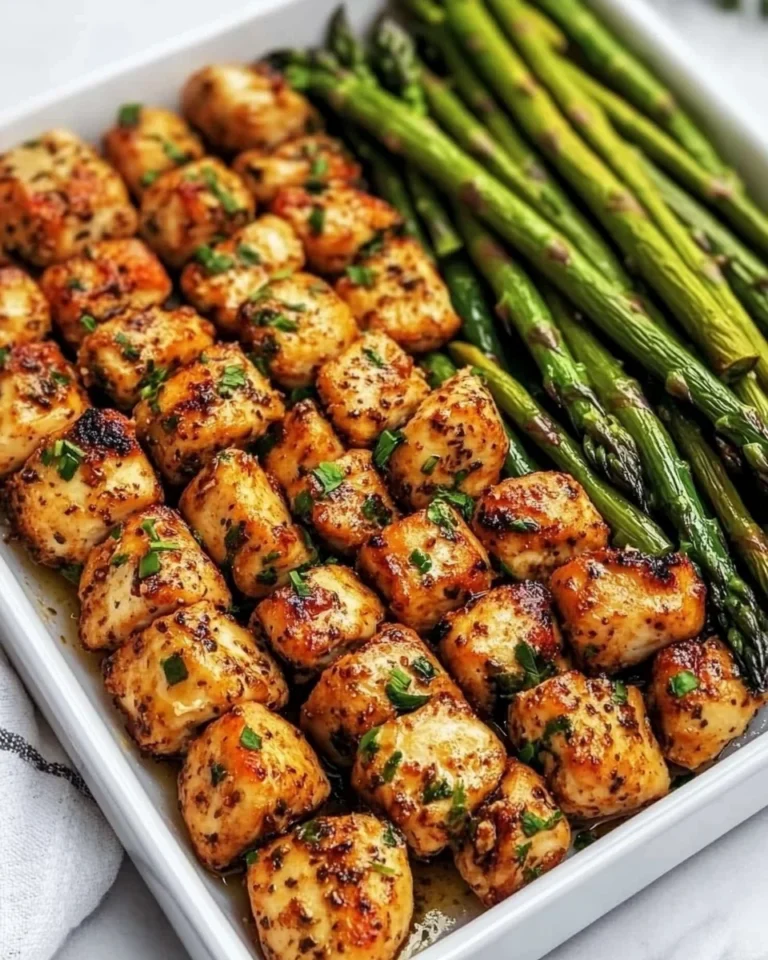 Garlic Butter Chicken Bites With Fresh Asparagus