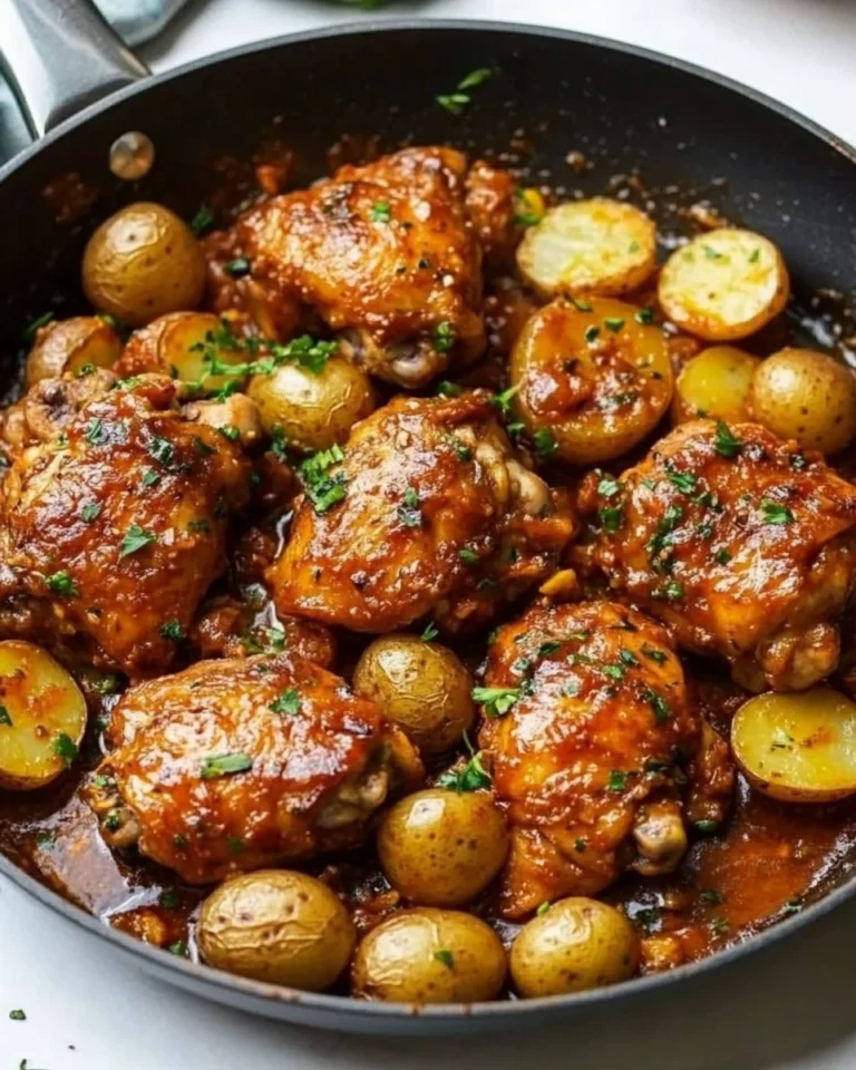Garlic Butter Chicken Thighs and Baby Potatoes Skillet Recipe