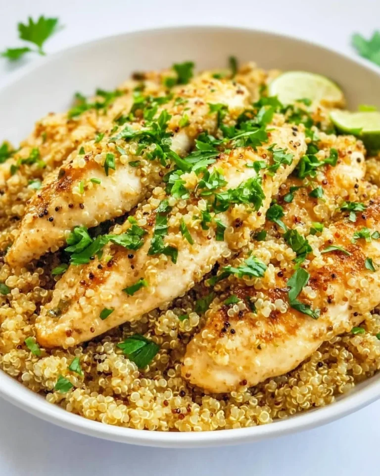 Garlic Lime Chicken Tenders with Fresh Quinoa Salad
