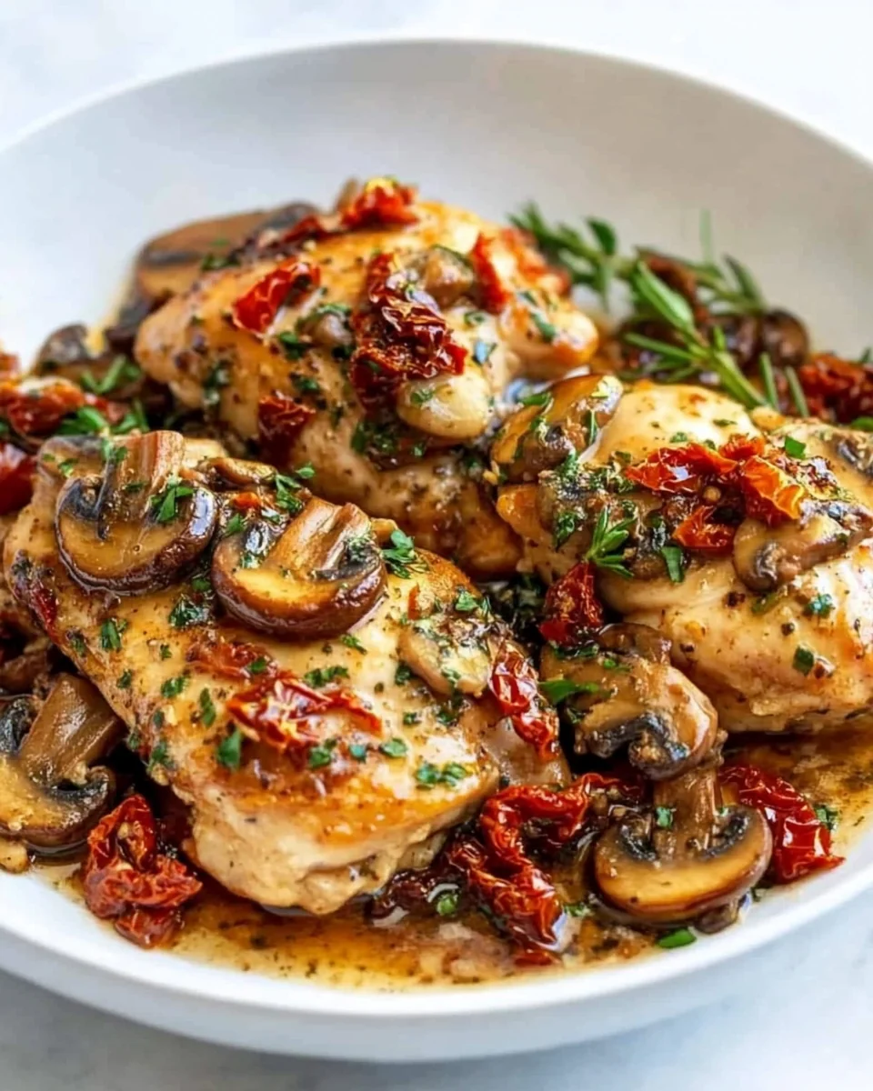 Garlic Mushroom Chicken Thighs with Sun-Dried Tomatoes Recipe - additional image
