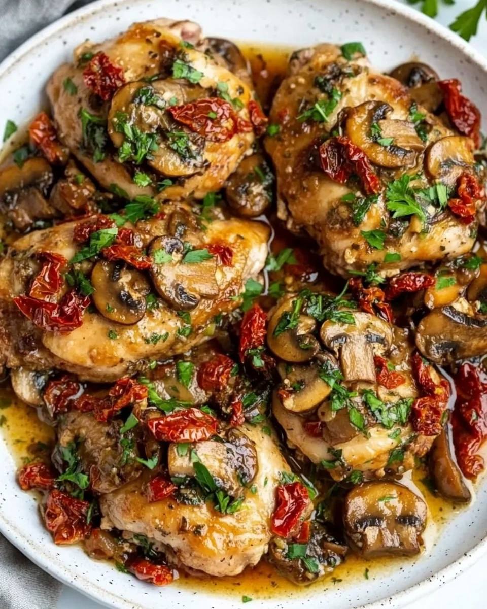 Garlic Mushroom Chicken Thighs with Sun-Dried Tomatoes Recipe - additional image