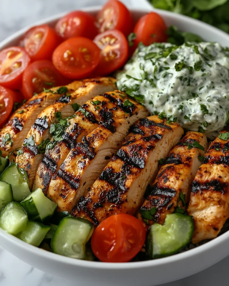 Quick Grilled Mediterranean Chicken Bowl with Tzatziki