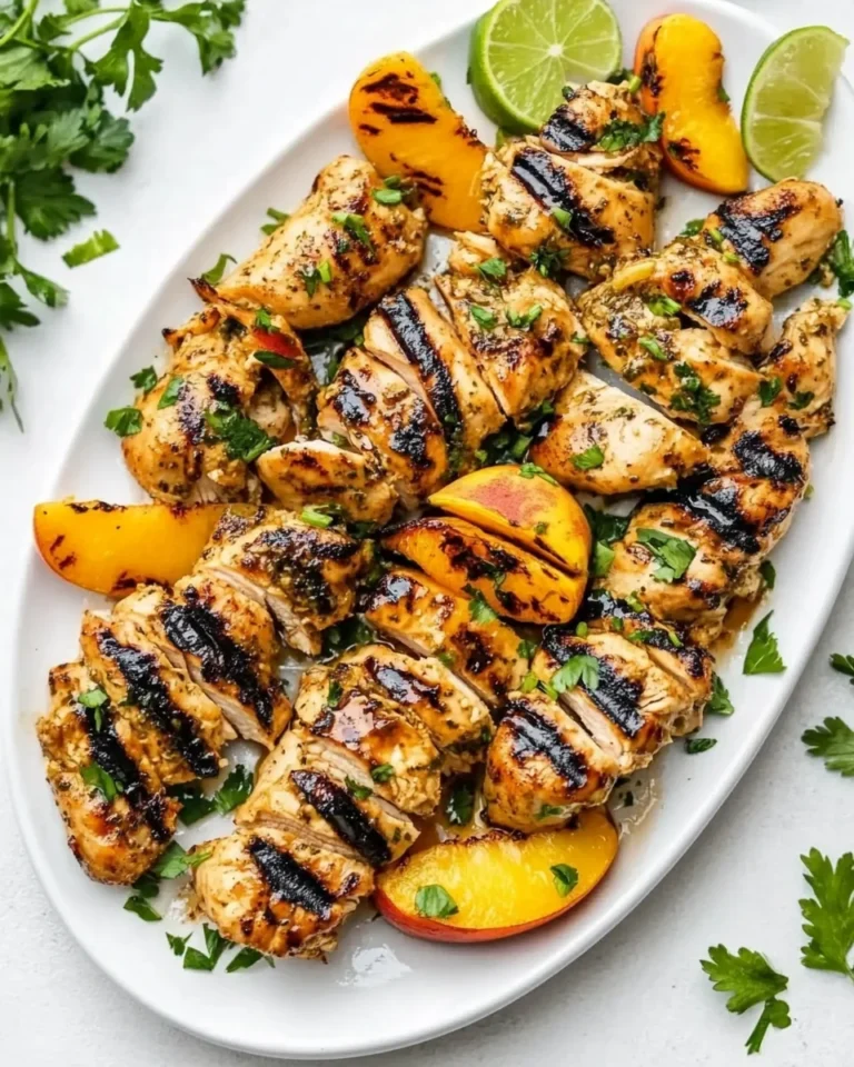 Grilled Chicken Peach With Fresh Lime Honey Ginger Sauce