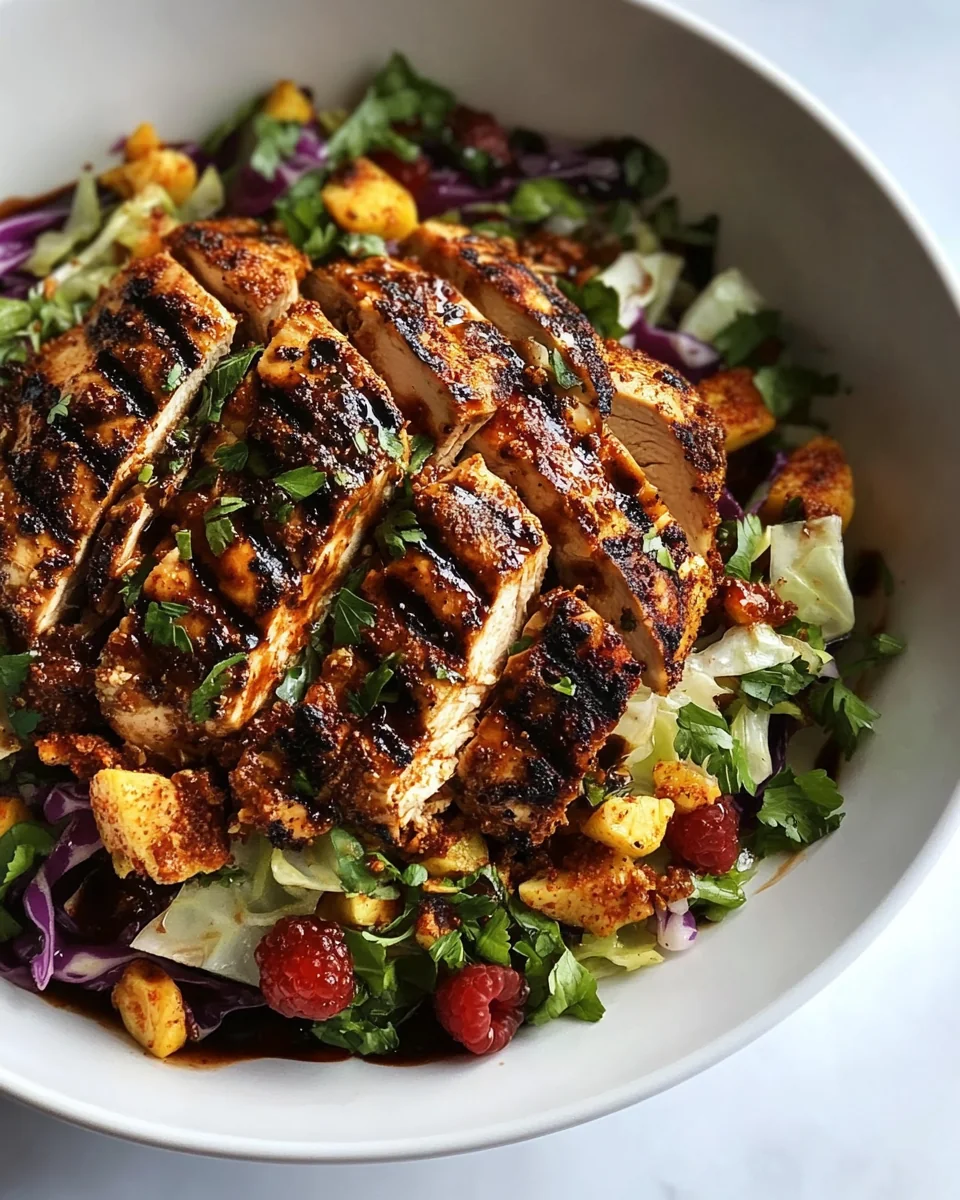 Grilled Chicken Salad with Fresh Cabbage and Raspberry Dressing - additional image