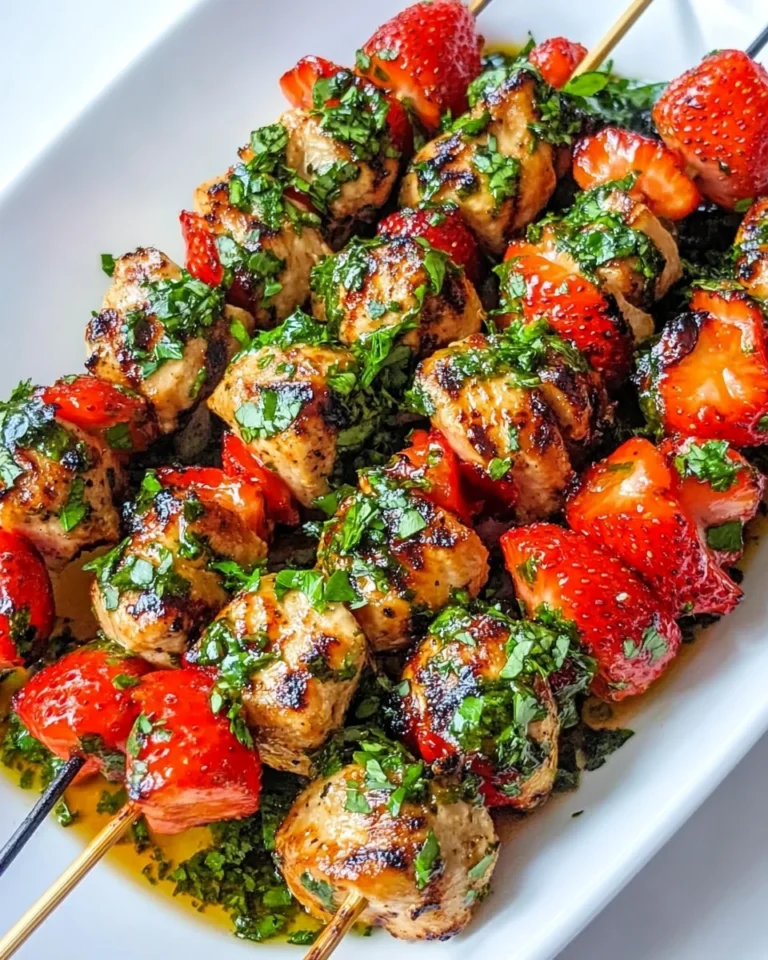 Grilled Chicken Skewers with Fresh Strawberries