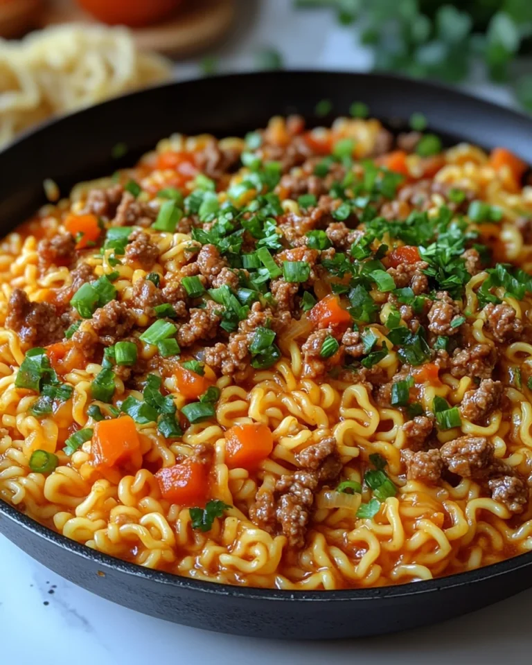 Quick One-Pot Ground Beef Ramen Skillet