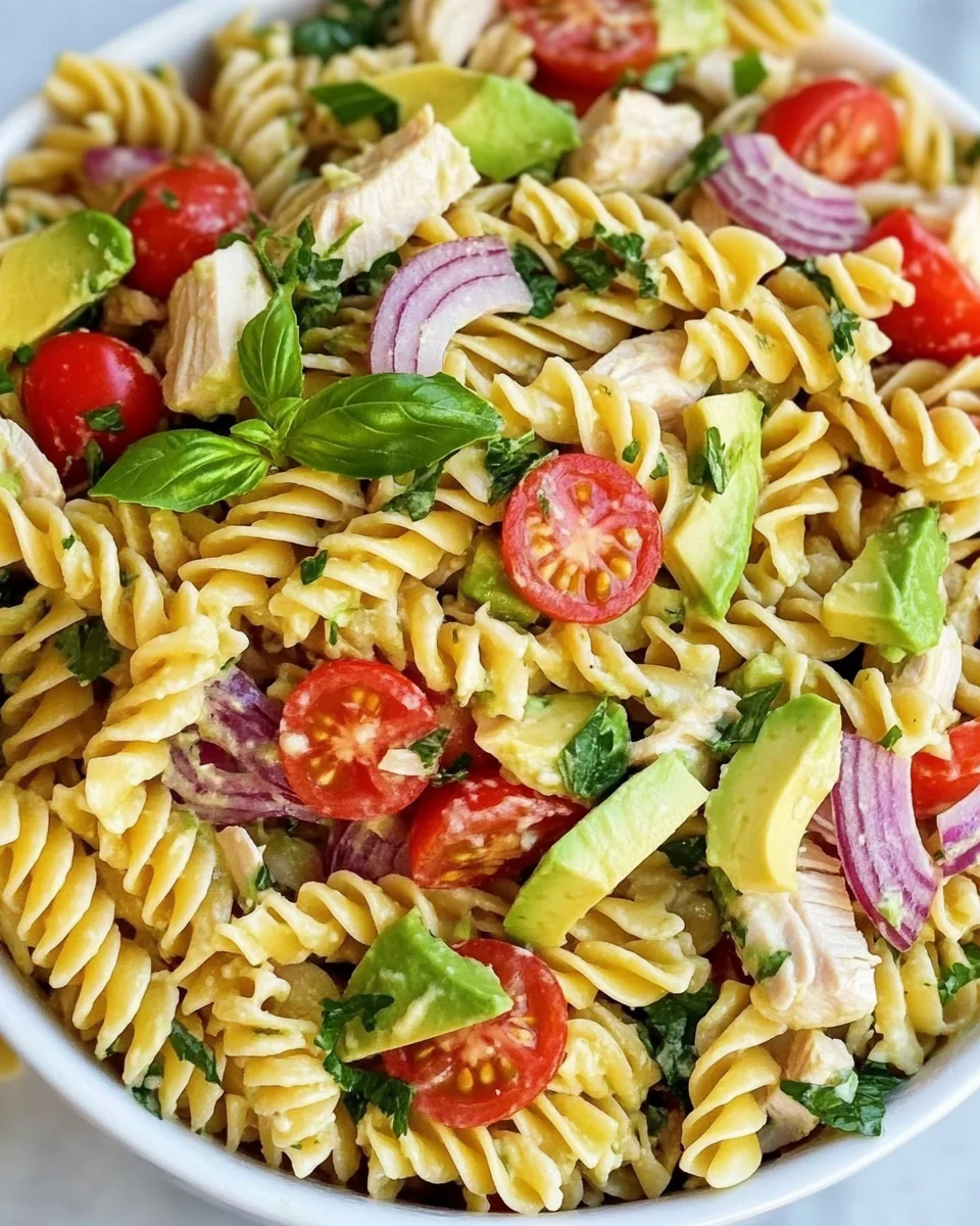 Fresh Avocado Tomato Chicken Pasta Salad - additional image