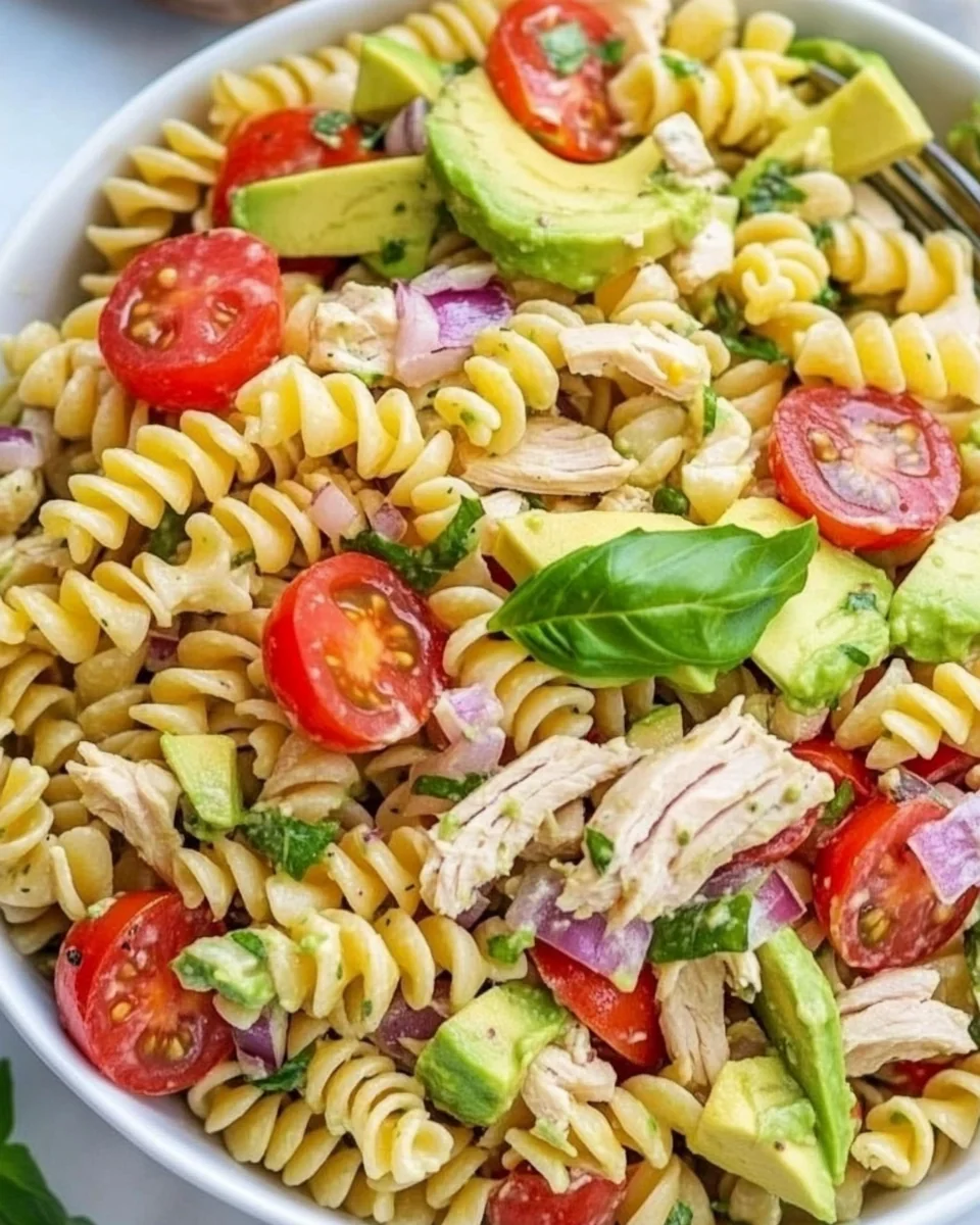 Fresh Avocado Tomato Chicken Pasta Salad - additional image
