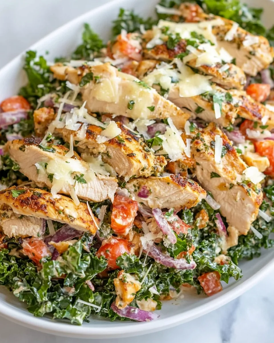 Healthy Roasted Chicken Parmesan Kale Salad Recipe - additional image