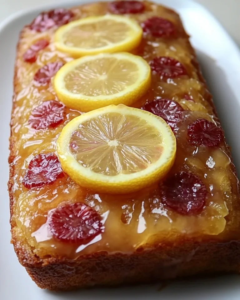 Quick Lemon Rhubarb Loaf with Creamy Glaze