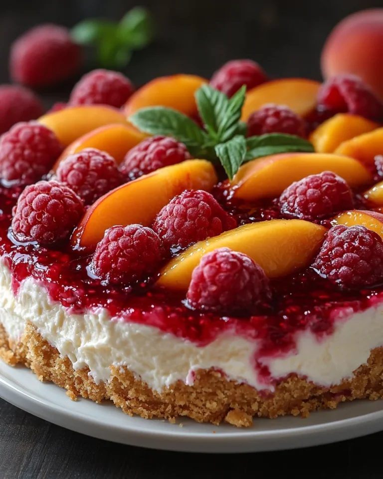 No-Bake Peach Raspberry Cheesecake Recipe