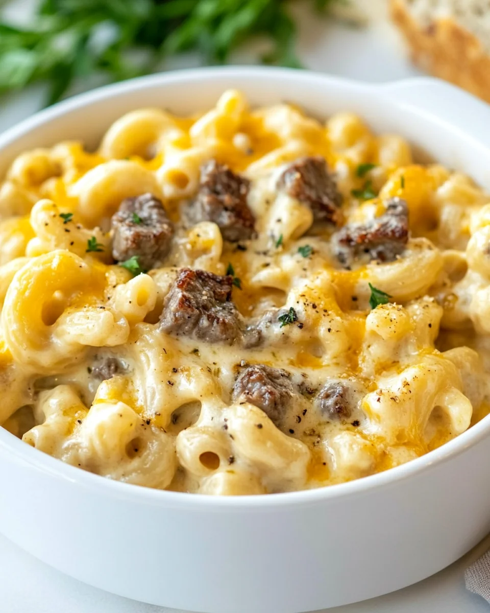 Simple Beer Mac and Cheese with Savory Steak Bites - additional image
