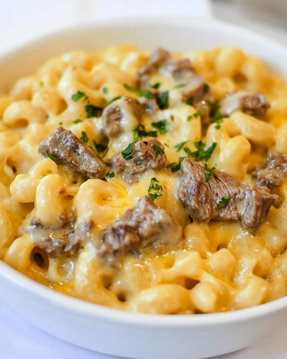 Simple Beer Mac and Cheese with Savory Steak Bites - additional image