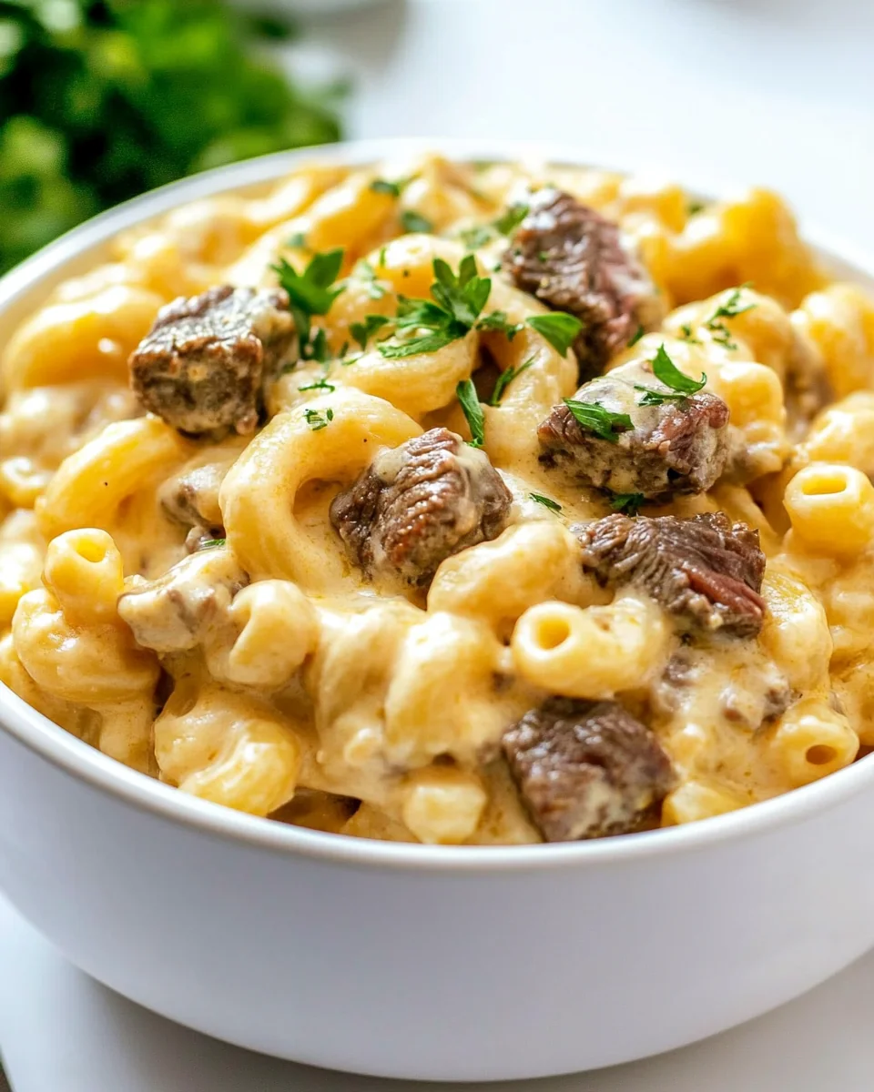 Simple Beer Mac and Cheese with Savory Steak Bites - additional image