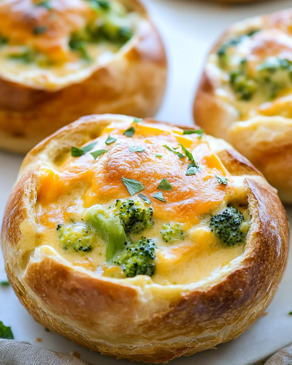 Homemade Broccoli Cheese Soup In Crispy Bread Bowls - additional image