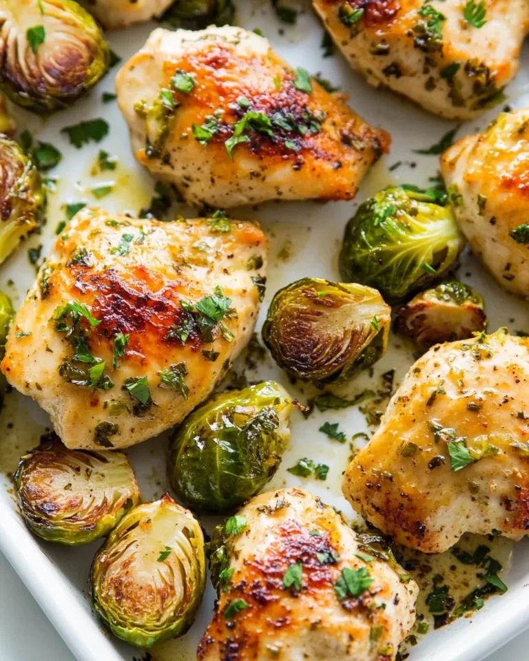 Garlic Dijon Chicken With Crispy Brussels Sprouts Recipe
