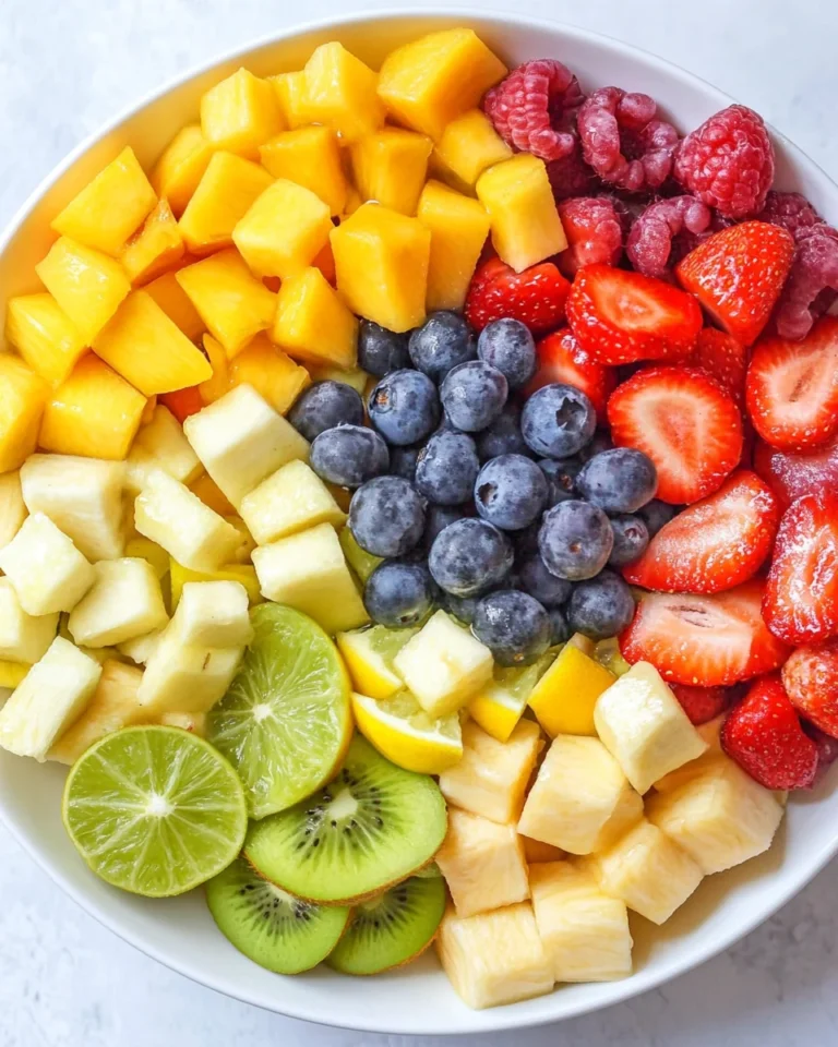 Fresh Rainbow Fruit Salad with Honey Lime Dressing