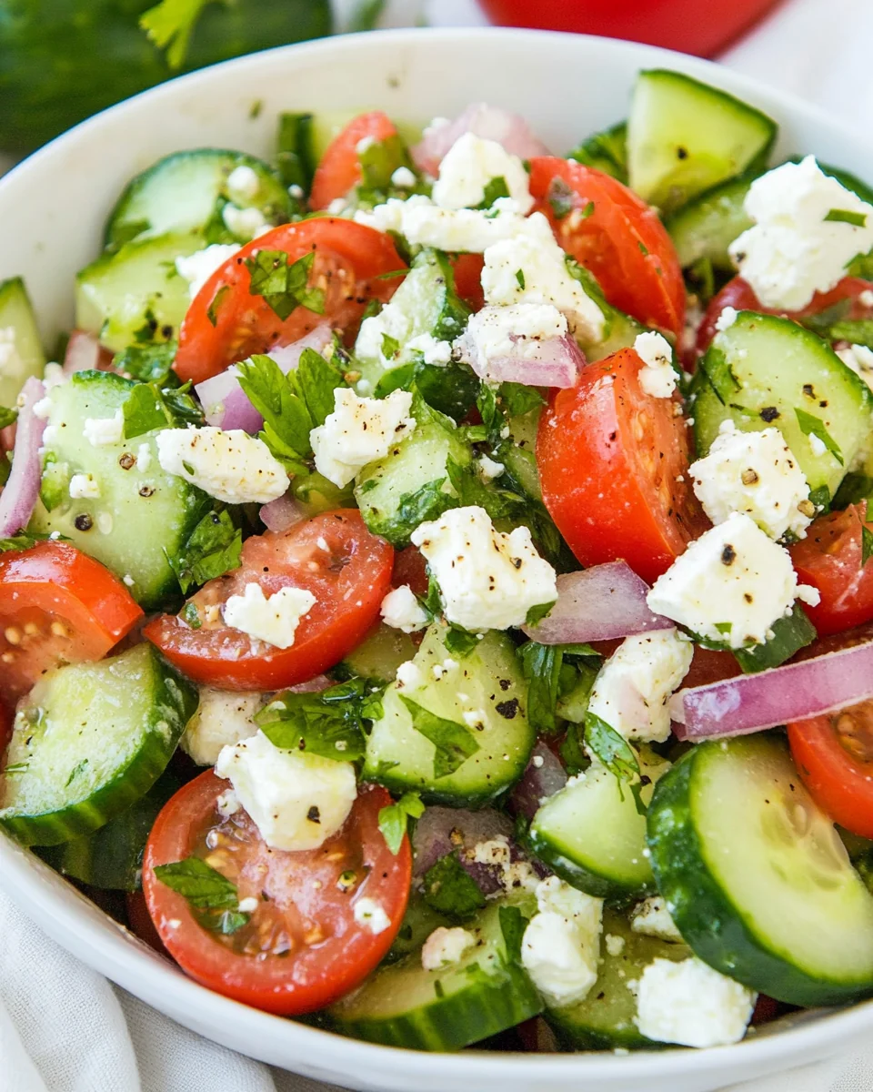 Fresh Tomato Cucumber Feta Salad Recipe - additional image